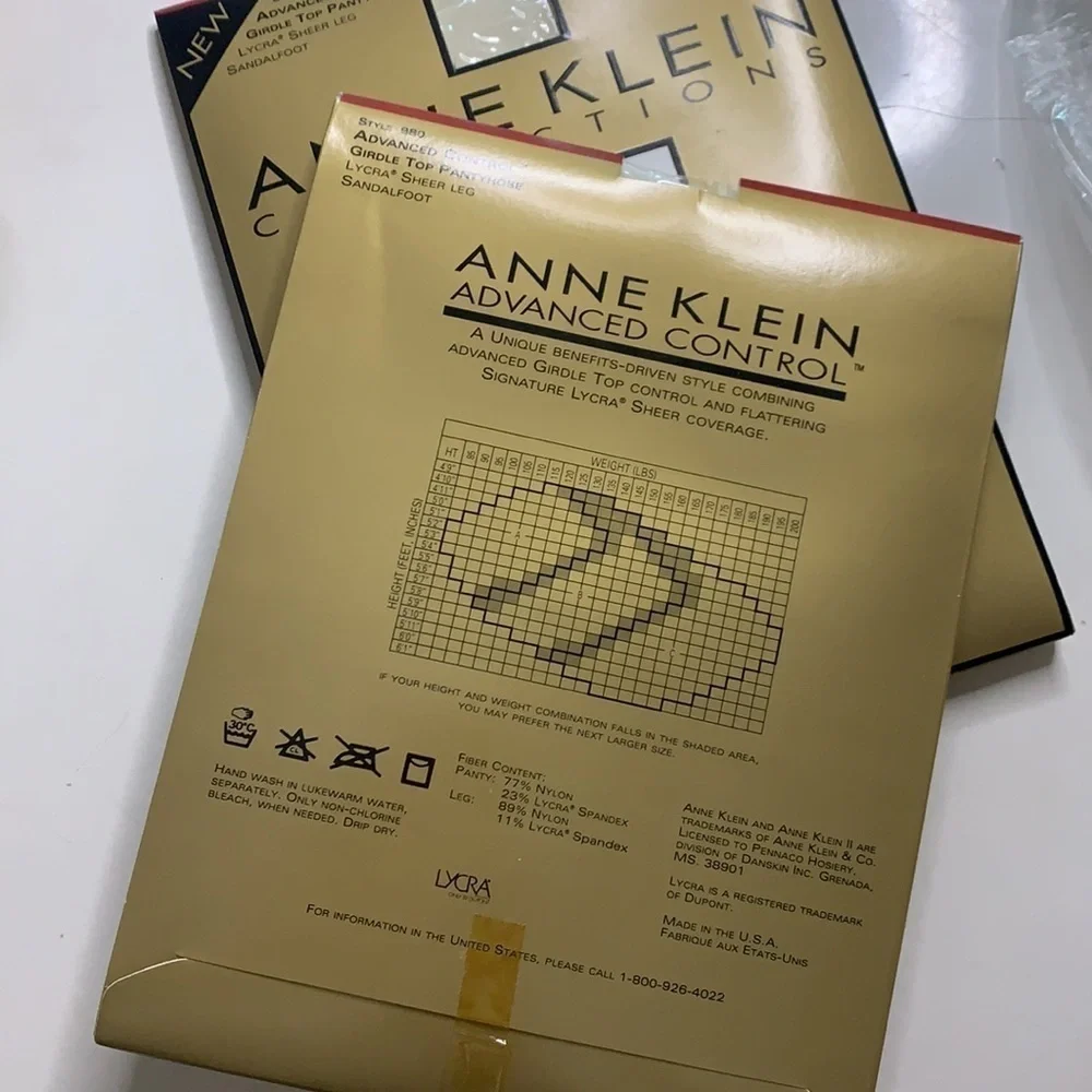 NWT Anne Klein Style 980 advance control girdle top pantyhose pearl Sheer leg